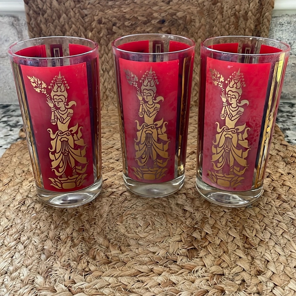 Culver Sian Goddess Pattern Glassware 3